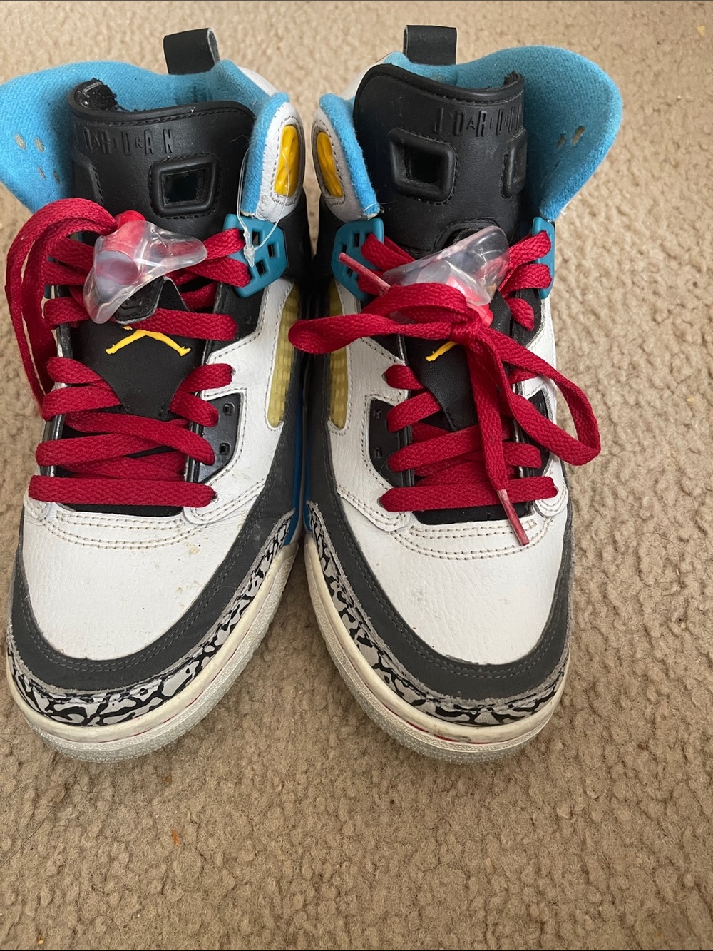 Jordan Kids White Black Blue Red Multi-Accent Sneakers